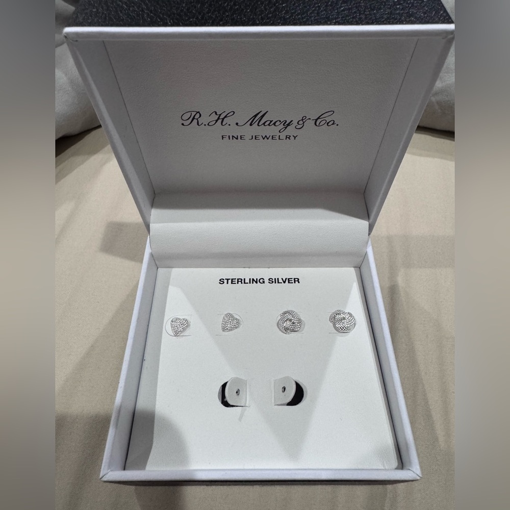 R.H. Macy & Co. Sterling Silver Heart Earrings Set - Picture 2 of 3